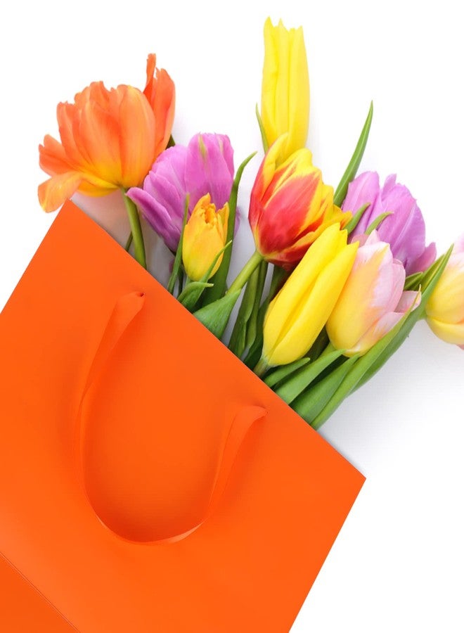 Welecom 20 Pcs Orange Paper Gift Bag Wide Handle Cardstock Paper Bags All-Occasion Paper Bags Heavy Duty Shopping Bags Reusable Business Bag Paper Gift Bags Take Out Bags with Tissue,11.8"*3.9"*9.84" - Image 4